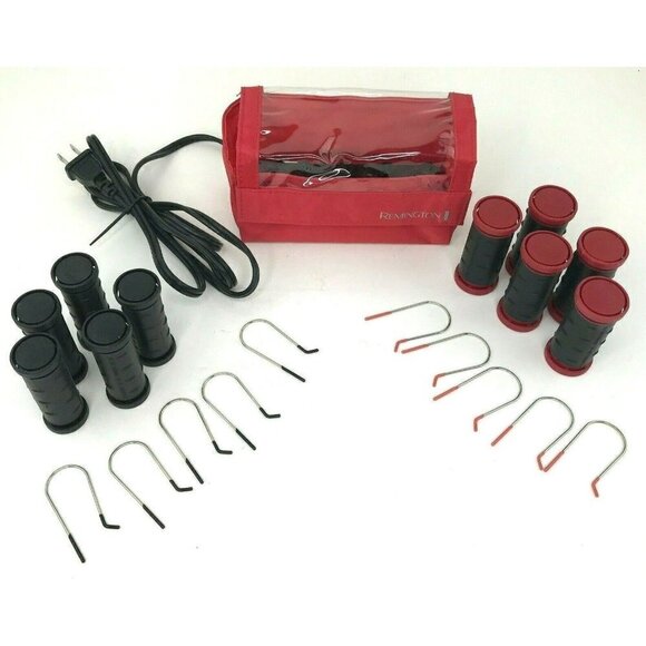 Remington H-1015 Ceramic Hot Rollers Curlers Red Compact Travel Case Tested Work - Picture 1 of 11